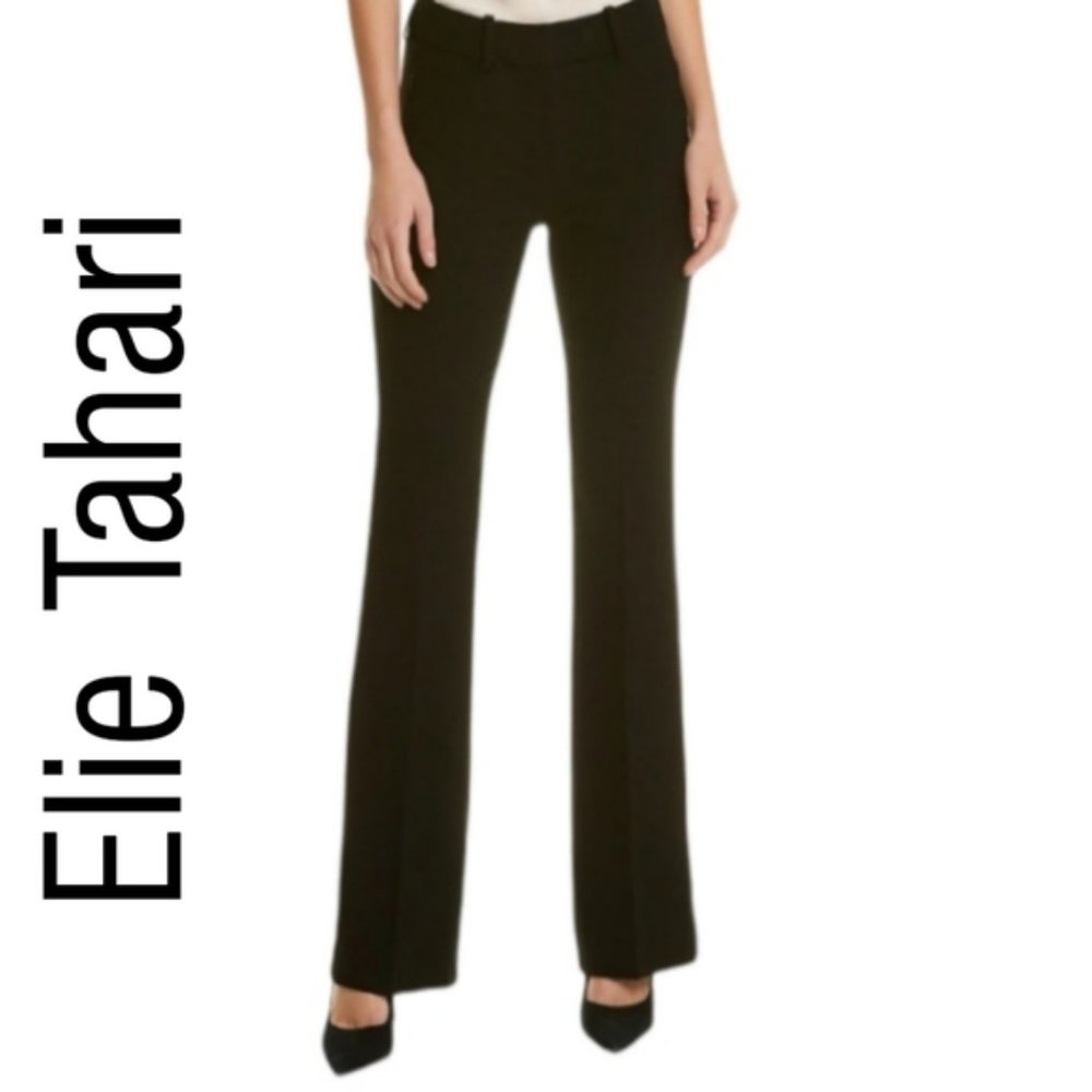 NWT Elie Tahari "Anna" Fit & Flare Professional Trouser Pants in Black Caviar